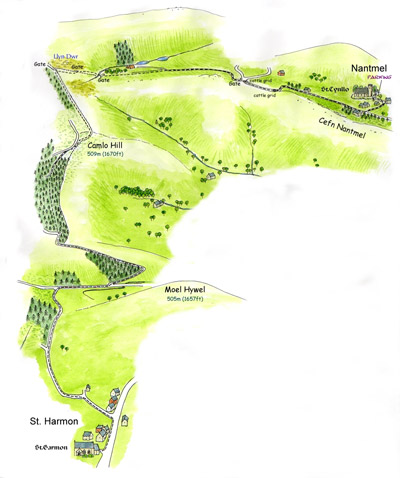 St Harmon to Nantmel Trail Map